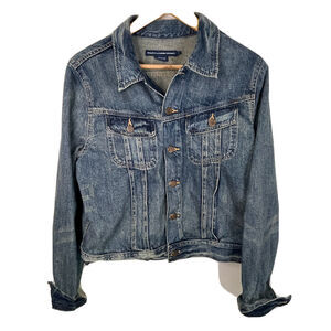 Ralph Lauren Sport Denim Distressd VTG Wash 100% Cotton Jean Jacket Women Large